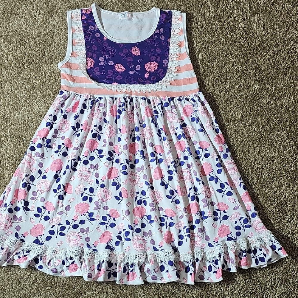 Charming Floral Kids Dress in Purple and Pink‎